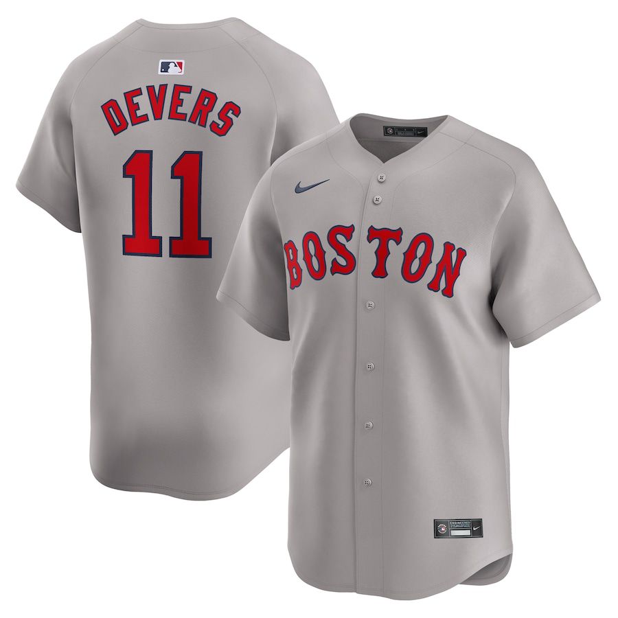 Men Boston Red Sox 11 Rafael Devers Nike Gray Away Limited Player MLB Jersey